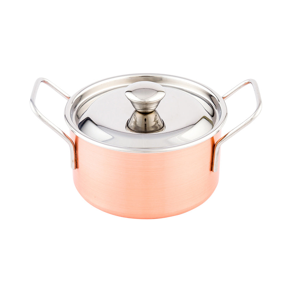 Met Lux 16 oz Copper Stainless Steel Large Individual Casserole Pot - with Lid - 6 1/2" x 4 1/2" x 3" - 1 count box