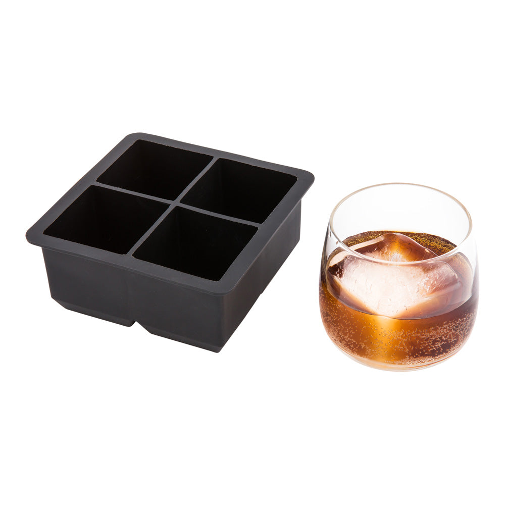 Bar Lux Black Silicone Ice Mold - 2" Cube, 4 Compartments - 1 count box