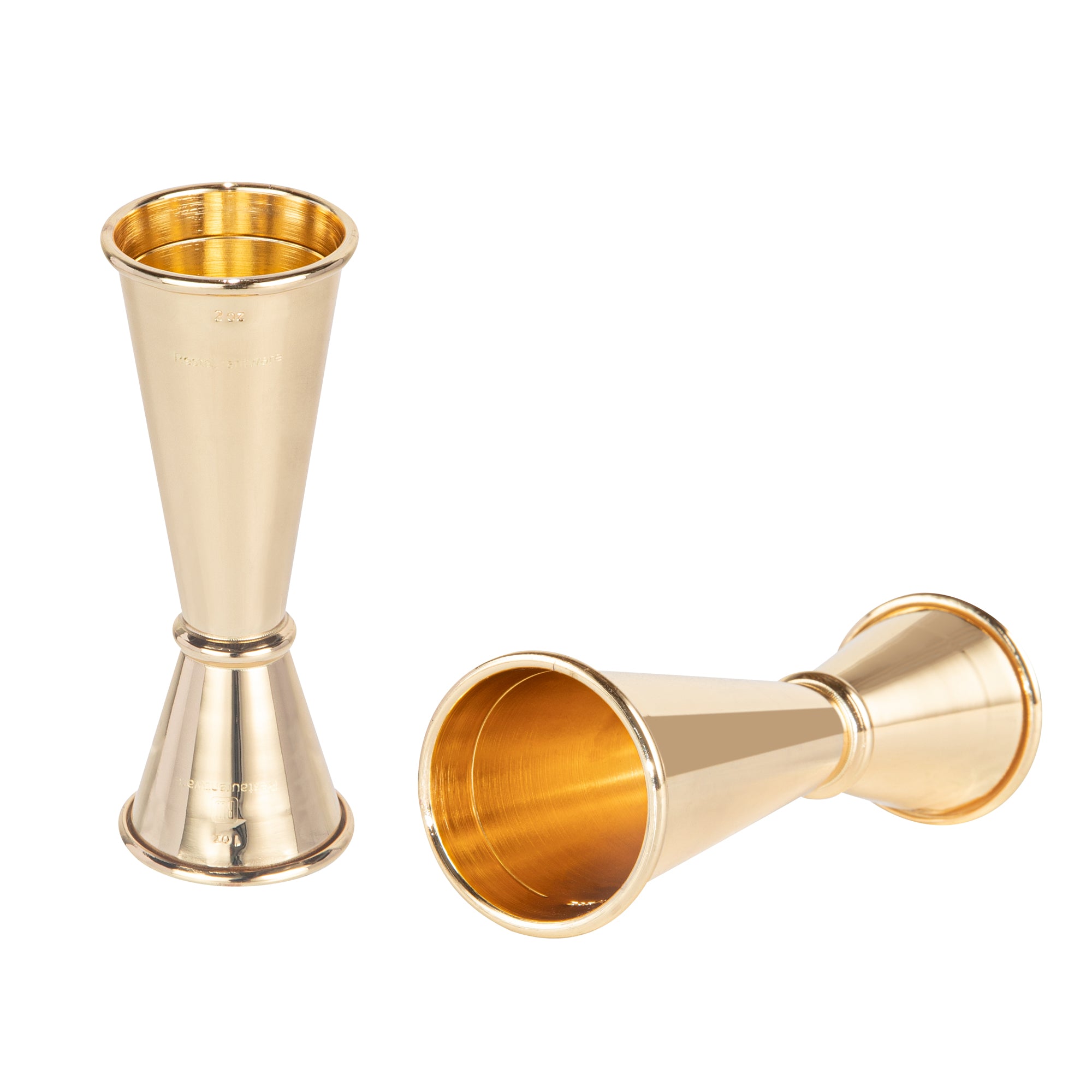 Bar Lux 1 oz / 2 oz Gold-Plated Stainless Steel Jigger - Japanese Style - 1 count box