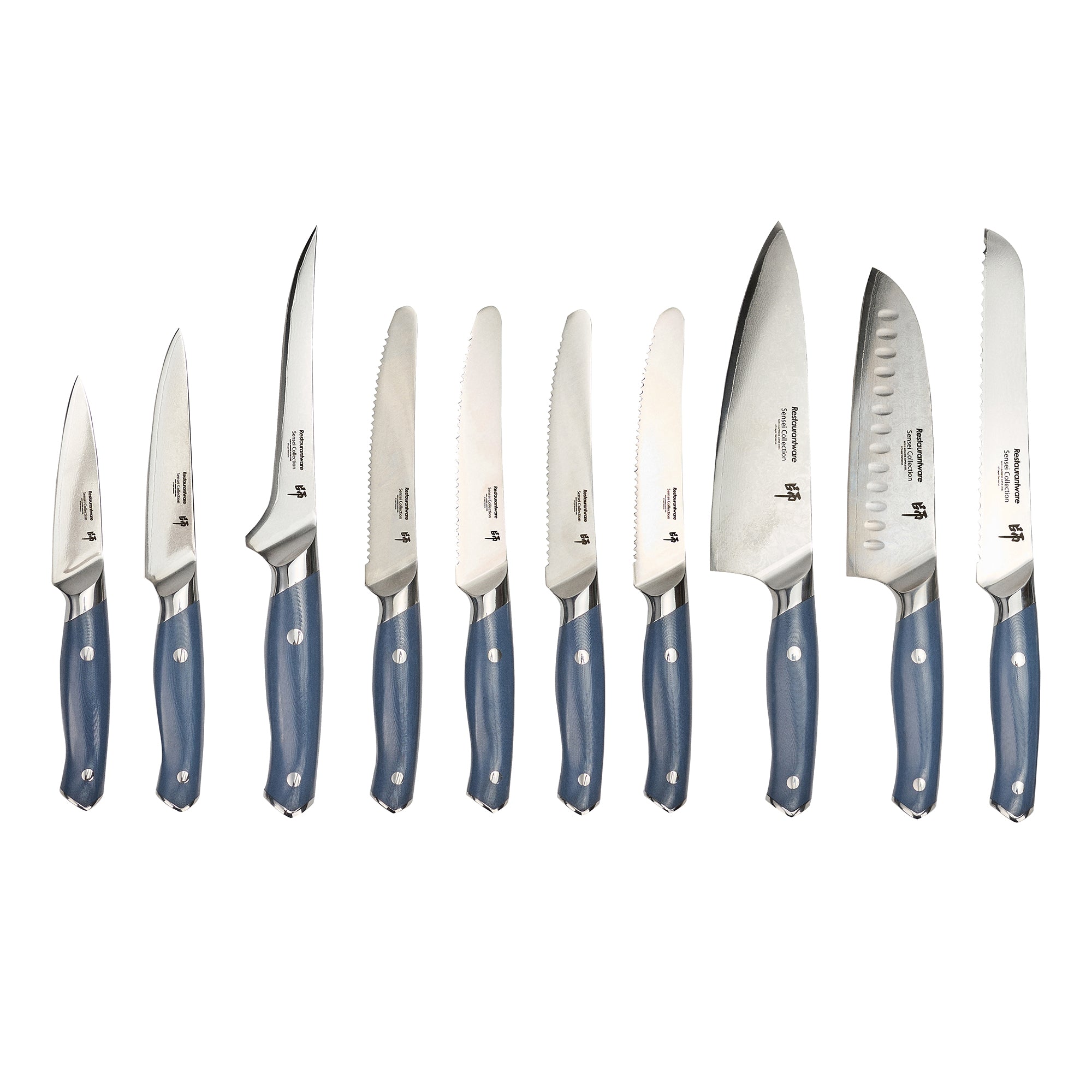 Sensei Blue Damascus Steel 10-Piece Knife Set - 1 count box