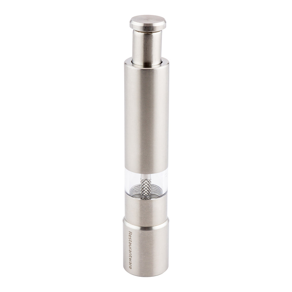 Met Lux Stainless Steel Salt or Pepper Mill - Push Top - 1" x 1" x 6" - 1 count box