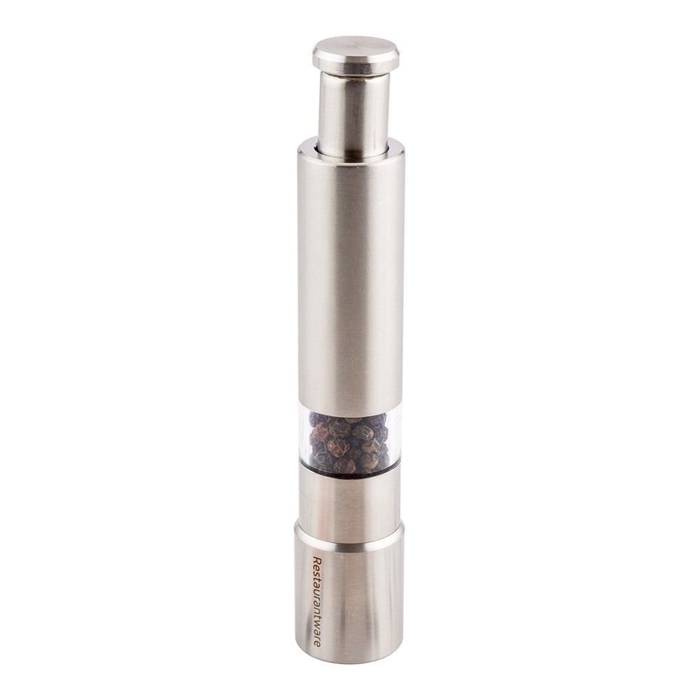 Met Lux Stainless Steel Salt or Pepper Mill - Push Top - 1" x 1" x 6" - 1 count box