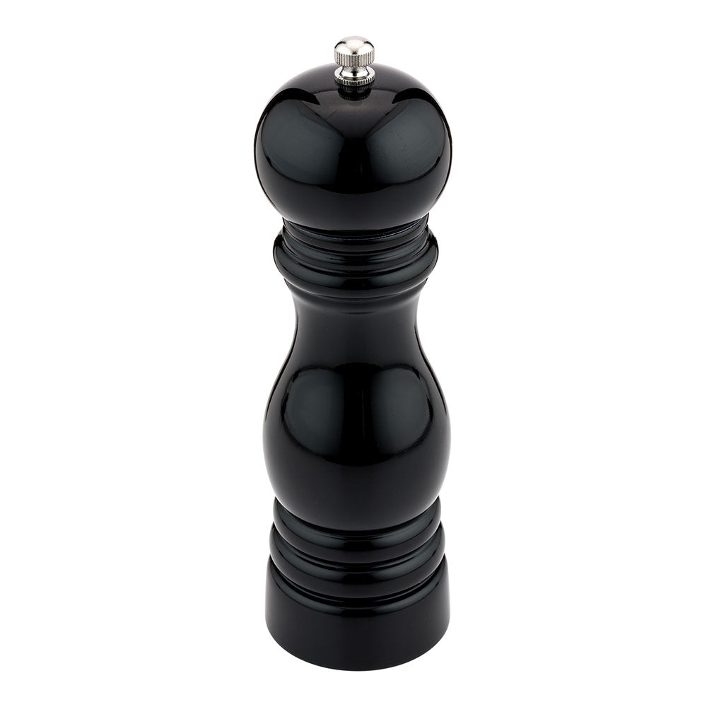 Classic French  Black Wood Pepper Mill - High Gloss - 2 1/4" x 2 1/4" x 7 1/2" - 1 count box