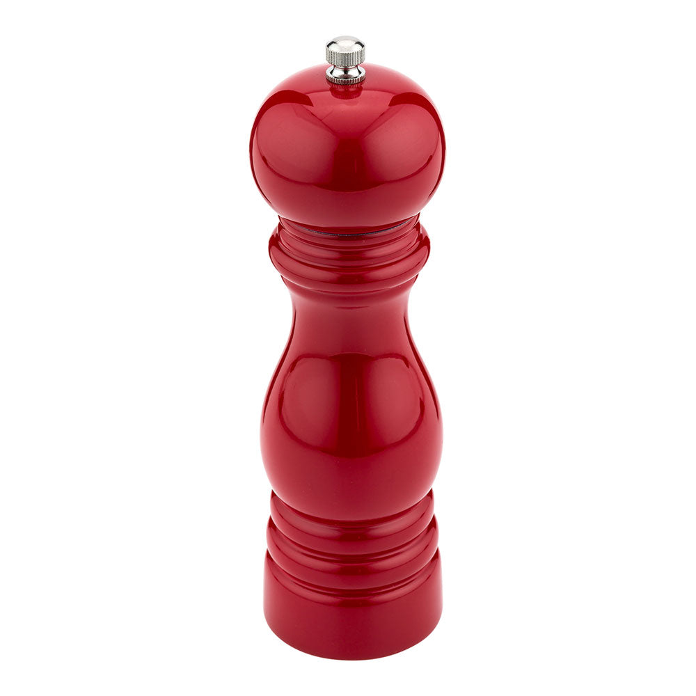 Classic French Red Wood Pepper Mill - High Gloss - 2 1/4" x 2 1/4" x 7 1/2" - 1 count box