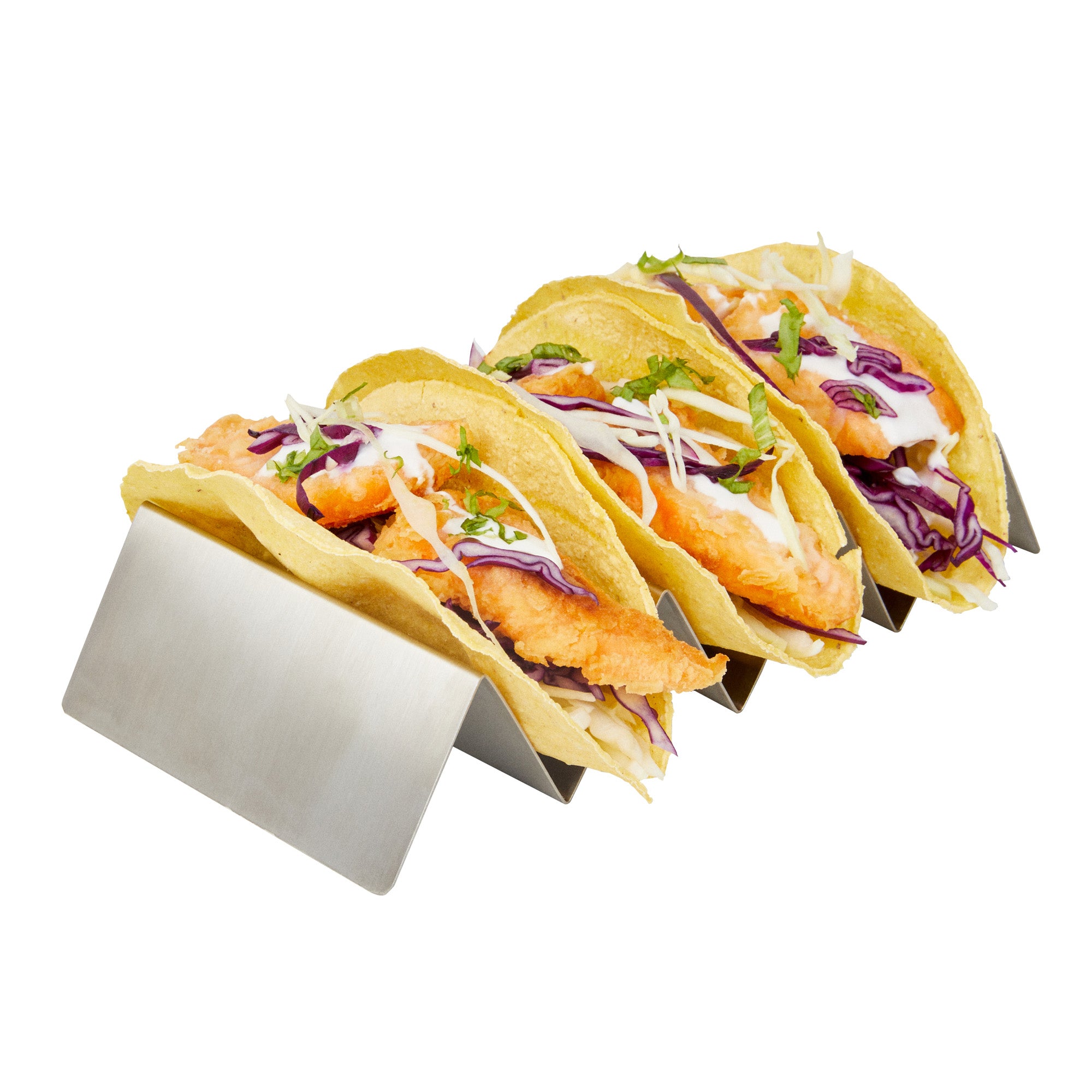 Stainless Steel Triple Taco Holder - 8 1/2" x 4" x 1 1/2" - 1 count box