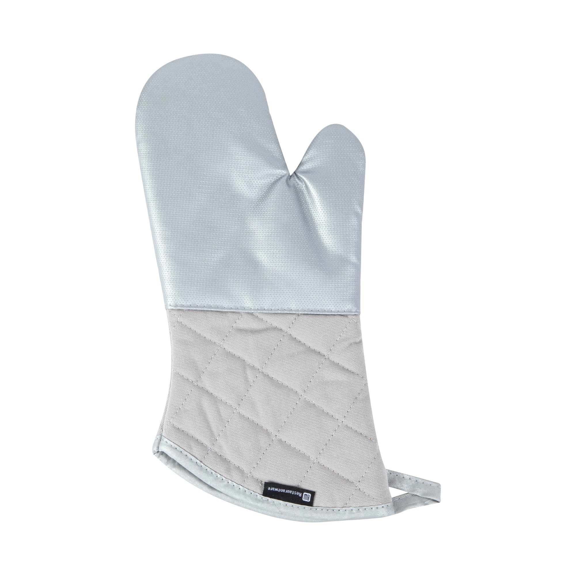 Silver Fiberglass Oven Mitt - Non-Slip, Professional Grade - 15" x 7" x 1" - 1 count box