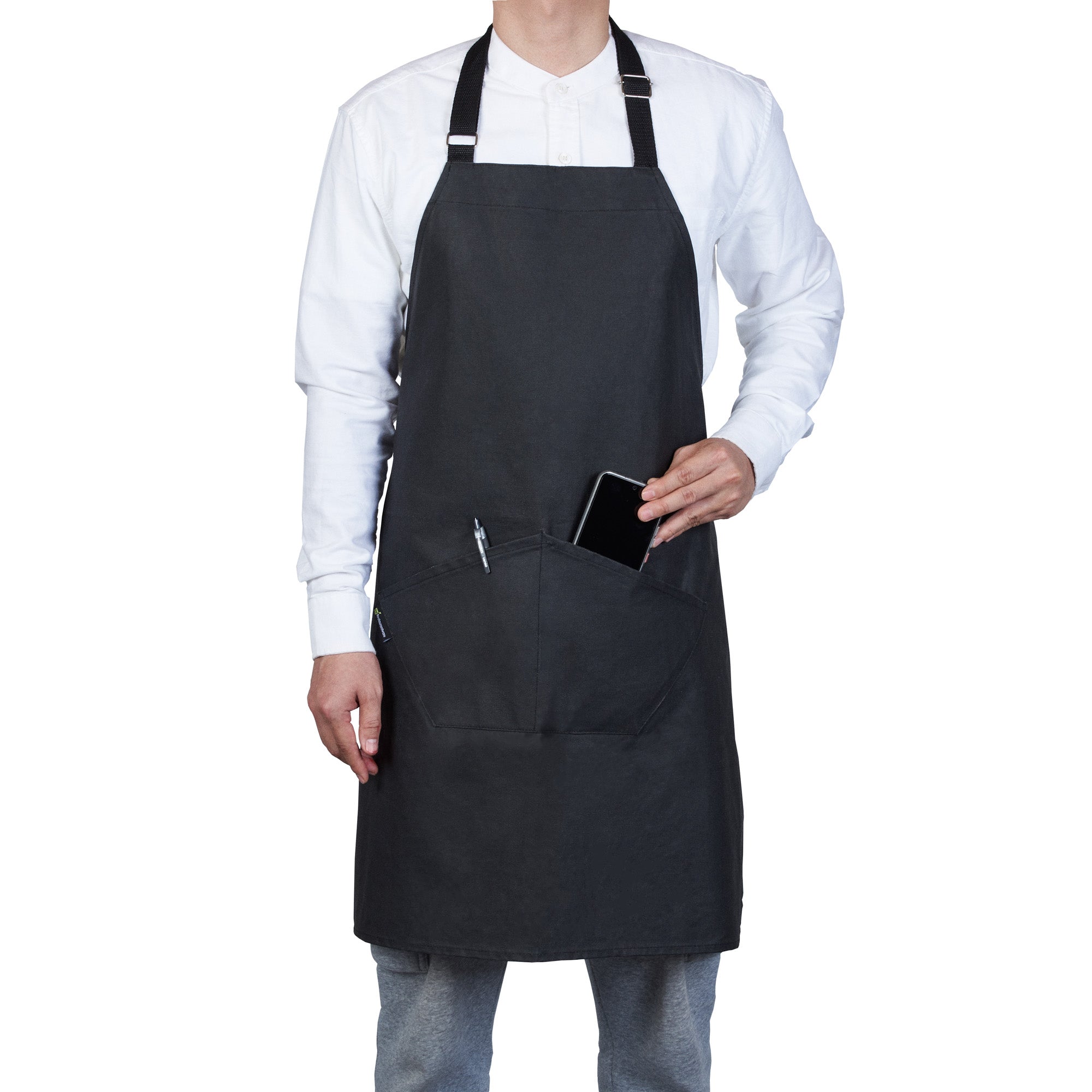 Black Cotton Cooking Apron - Flame Retardant - 32" x 26" - 1 count box