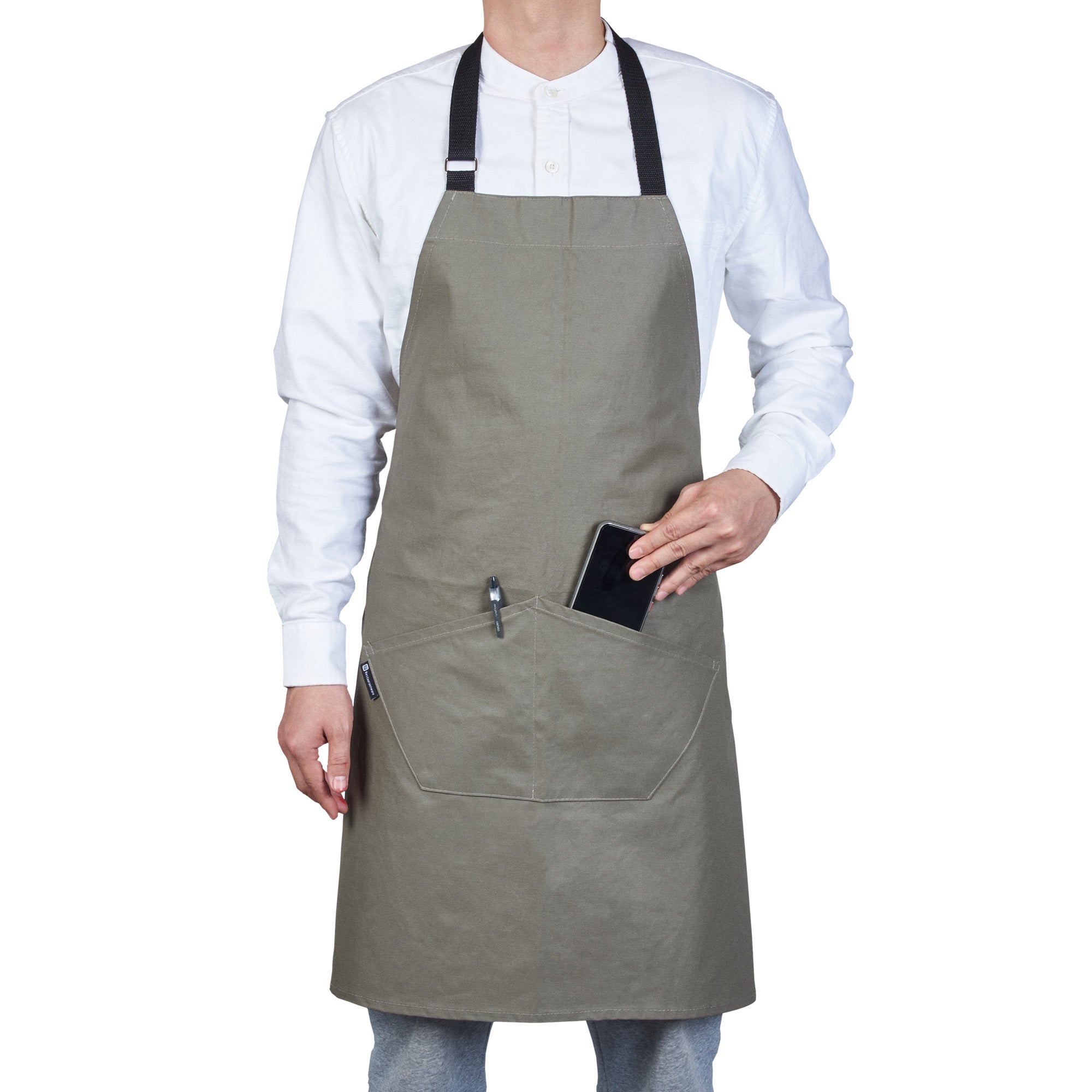 Gray Cotton Cooking Apron - Flame Retardant - 32" x 26" - 1 count box