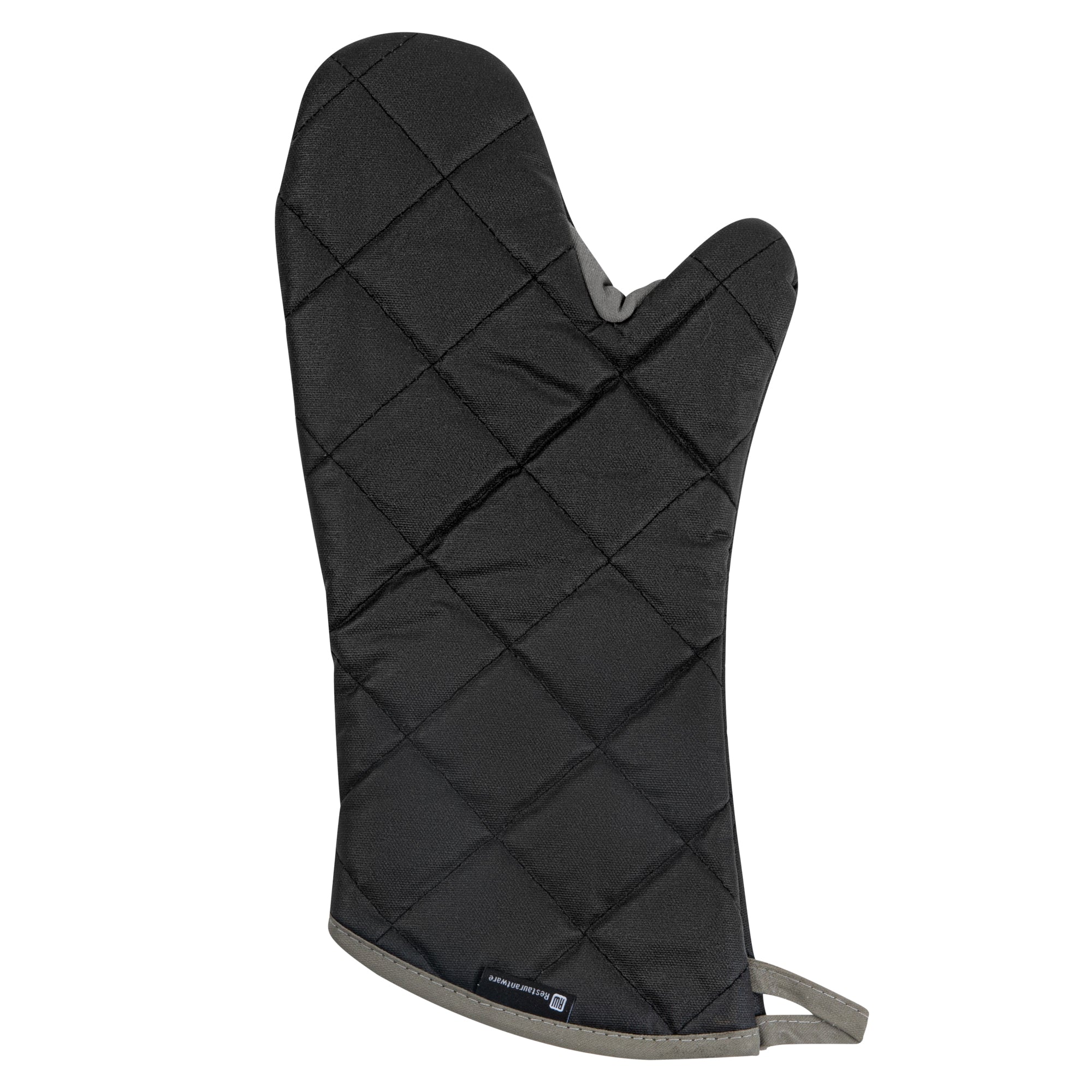 Black Cotton Oven Mitt - Flame Retardant, with Thumb Guard - 17" x 8" x 1/2" - 1 count box