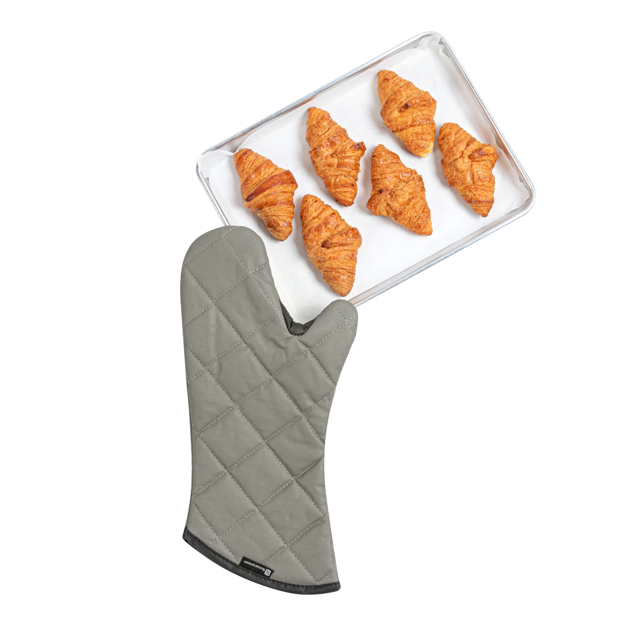 Gray Cotton Oven Mitt - Flame Retardant, with Thumb Guard - 17" x 8" x 1/2" - 1 count box