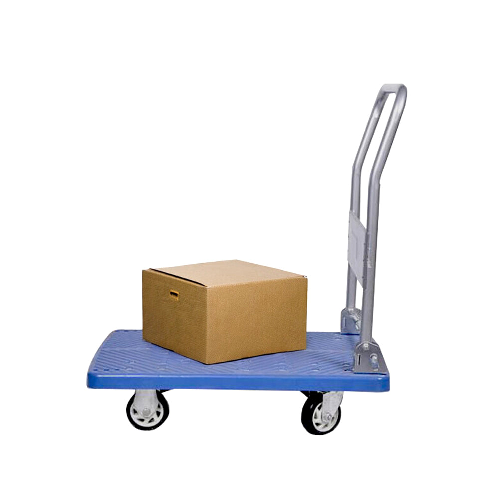 RW Clean Blue Plastic Small Folding Platform Cart - 660 lb Capacity - 31 1/2" x 21" x 32 3/4" - 1 count box