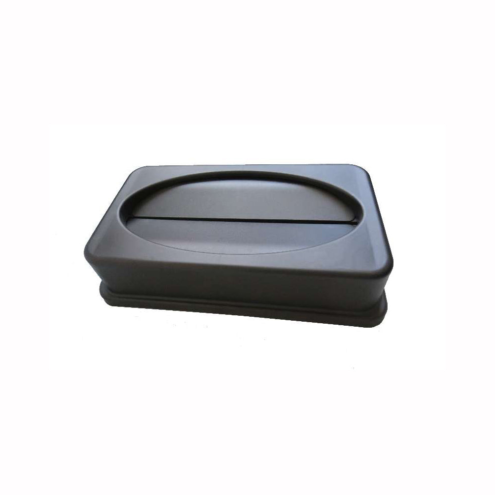 RW Clean Black Plastic Rectangle Trash Can Lid - Swing Top, Fits 23 gal Slim Trash Can - 20 1/4" x 11 1/2" x 5" - 1 count box