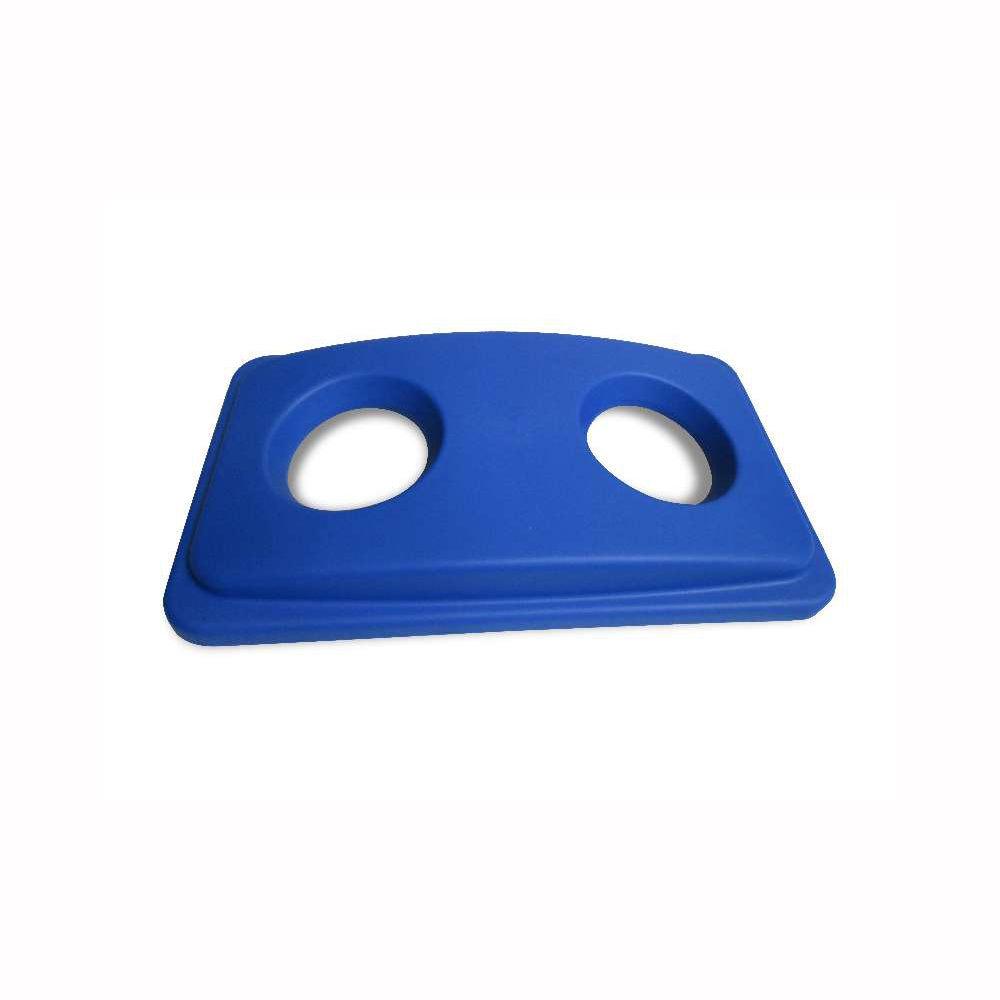 RW Clean Blue Plastic Recycling Trash Can Lid - Fits 23 gal Slim Trash Can - 22" x 11 1/2" x 3" - 1 count box