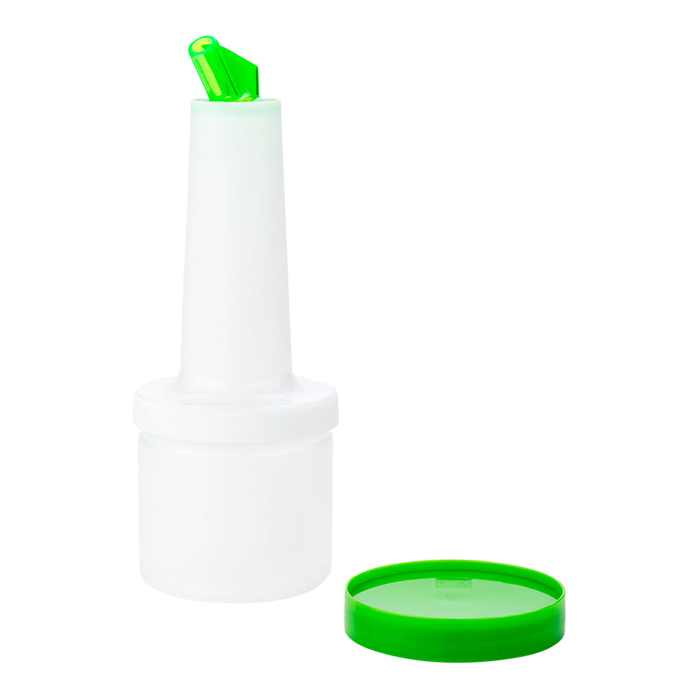 Bar Lux 0.5 qt Plastic Quick Pour Storage Container Bottle - with Green Spout and Lid - 3 1/2" x 3 1/2" x 10 1/4" - 1 count box