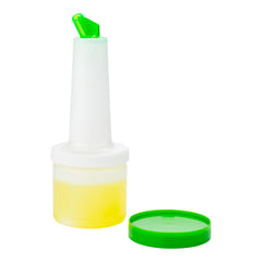 Bar Lux 0.5 qt Plastic Quick Pour Storage Container Bottle - with Green Spout and Lid - 3 1/2