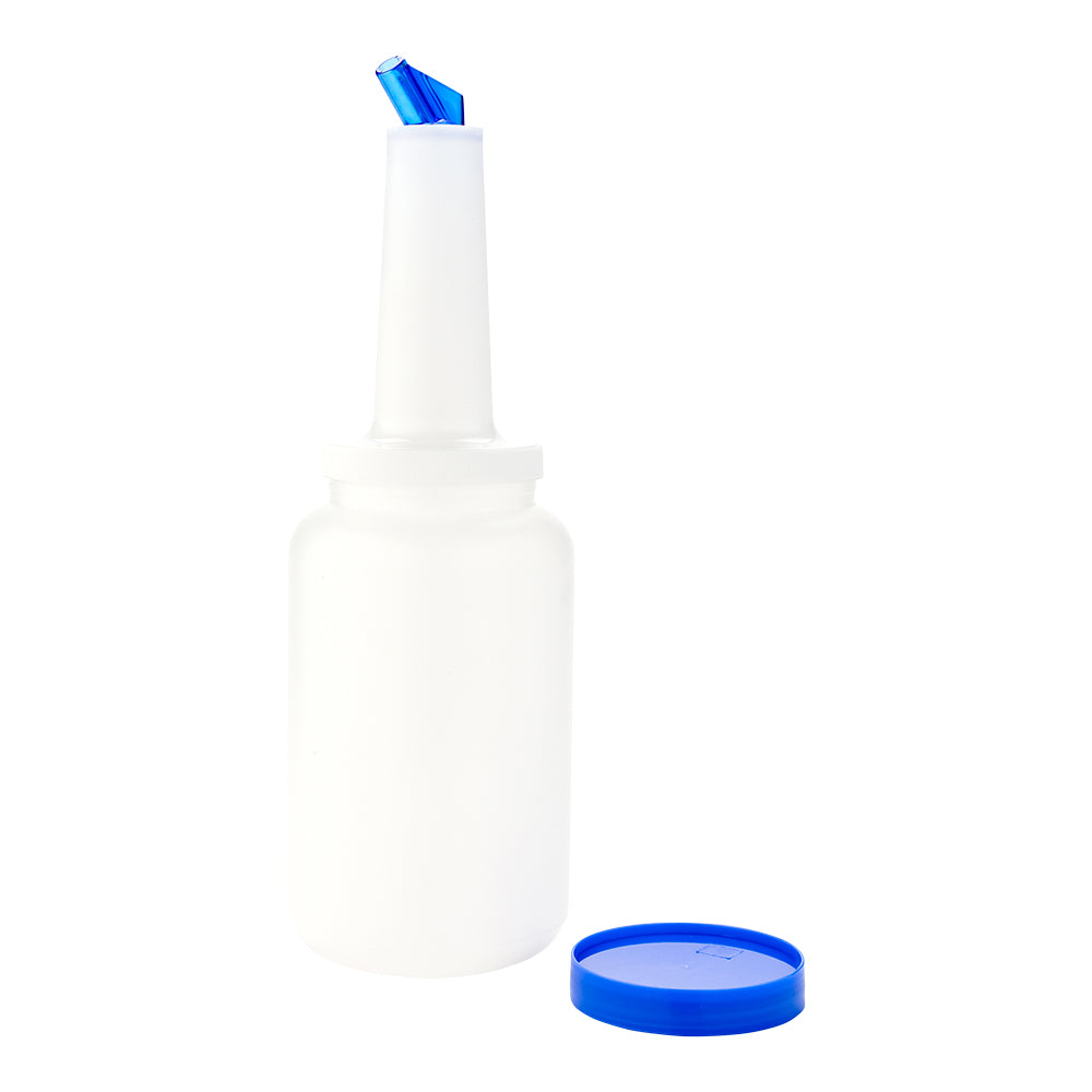 Bar Lux 2.5 qt Plastic Quick Pour Storage Container Bottle - with Blue Spout and Lid - 5" x 5" x 15" - 1 count box