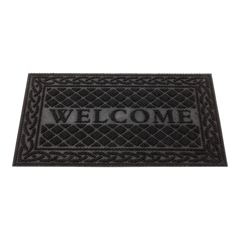 Comfy Feet Black Polypropylene Welcome Mat - 36" x 24" - 1 count box