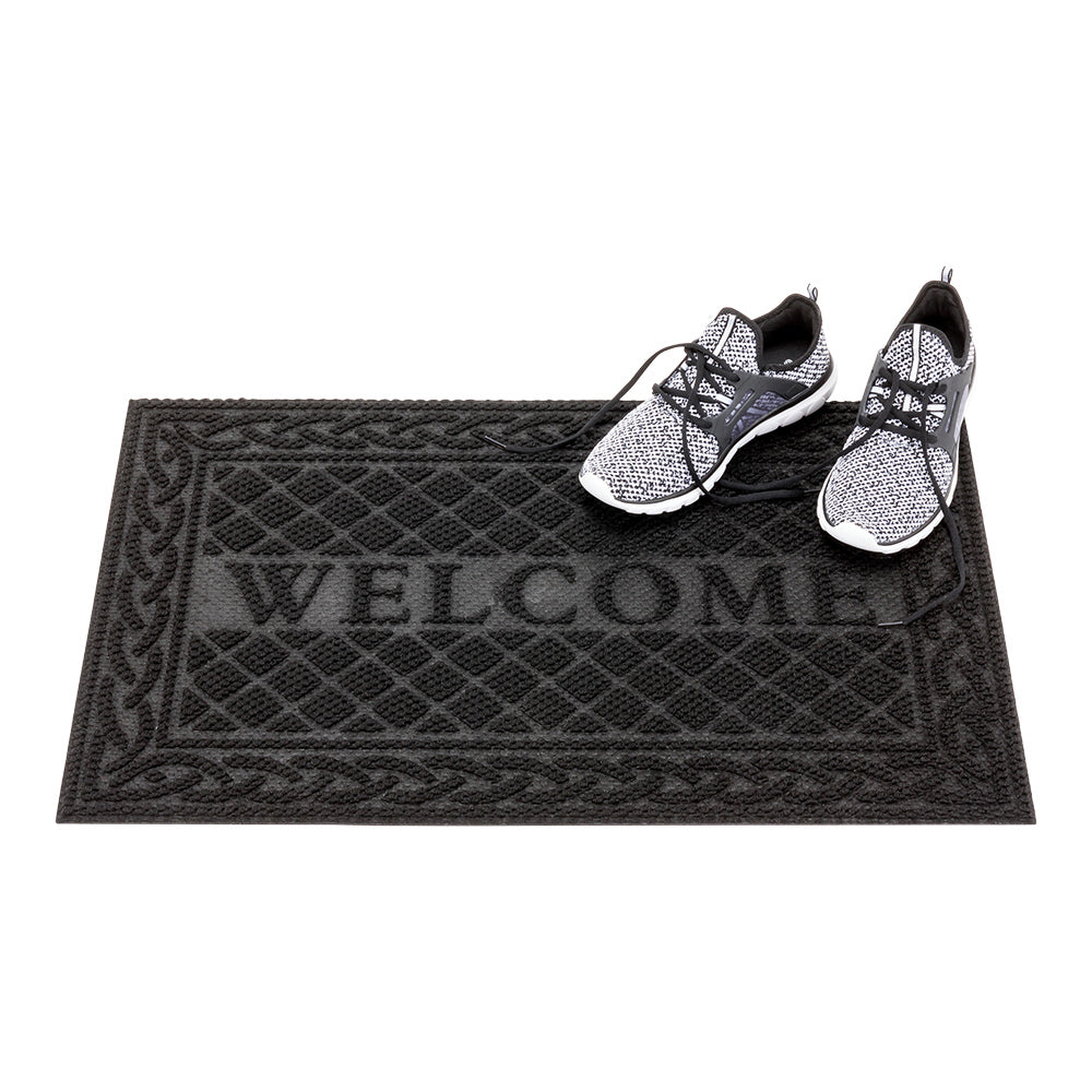 Comfy Feet Black Polypropylene Welcome Mat - 36" x 24" - 1 count box