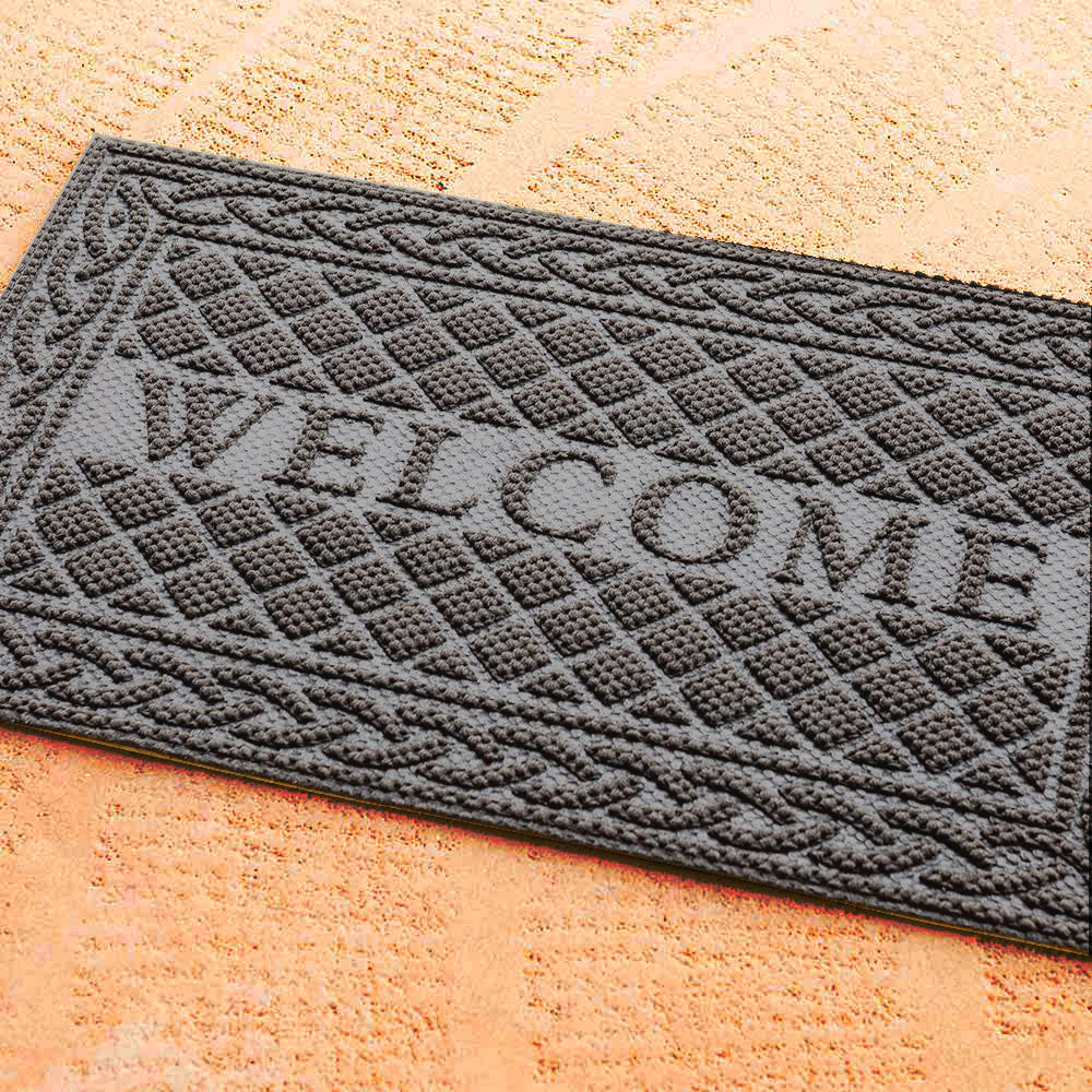 Comfy Feet Gray Polypropylene Welcome Mat - 36" x 24" - 1 count box