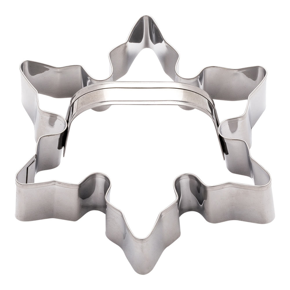 Pastry Tek Metal Poinsettia Snowflake Cookie Cutter with Handle 4.5 inch 1 count box