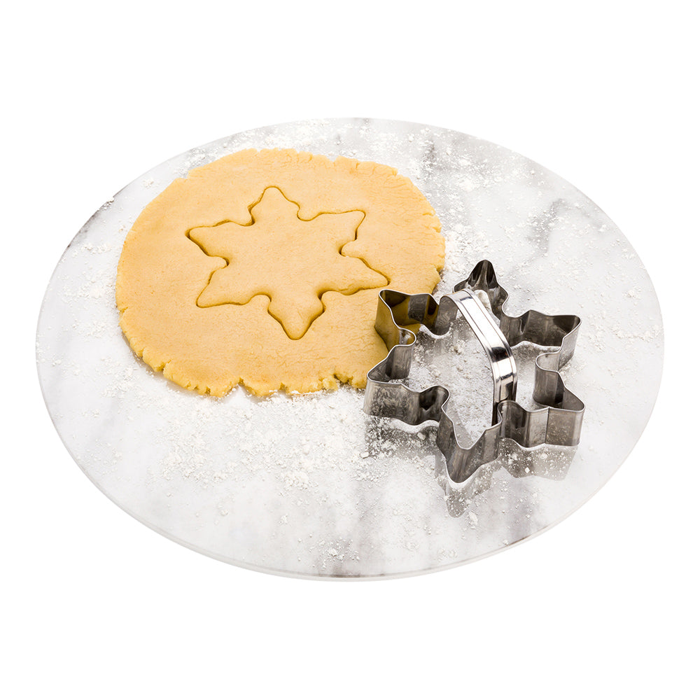 Pastry Tek Metal Poinsettia Snowflake Cookie Cutter with Handle 4.5 inch 1 count box