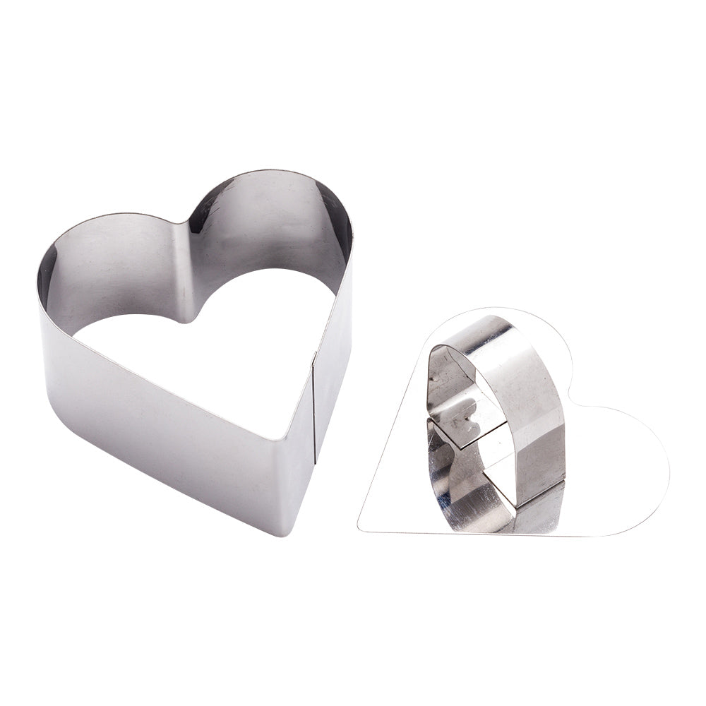 Pastry Tek Stainless Steel Heart Pastry Ring Mold with Press 3.2 x 1.6 inch 1 count box