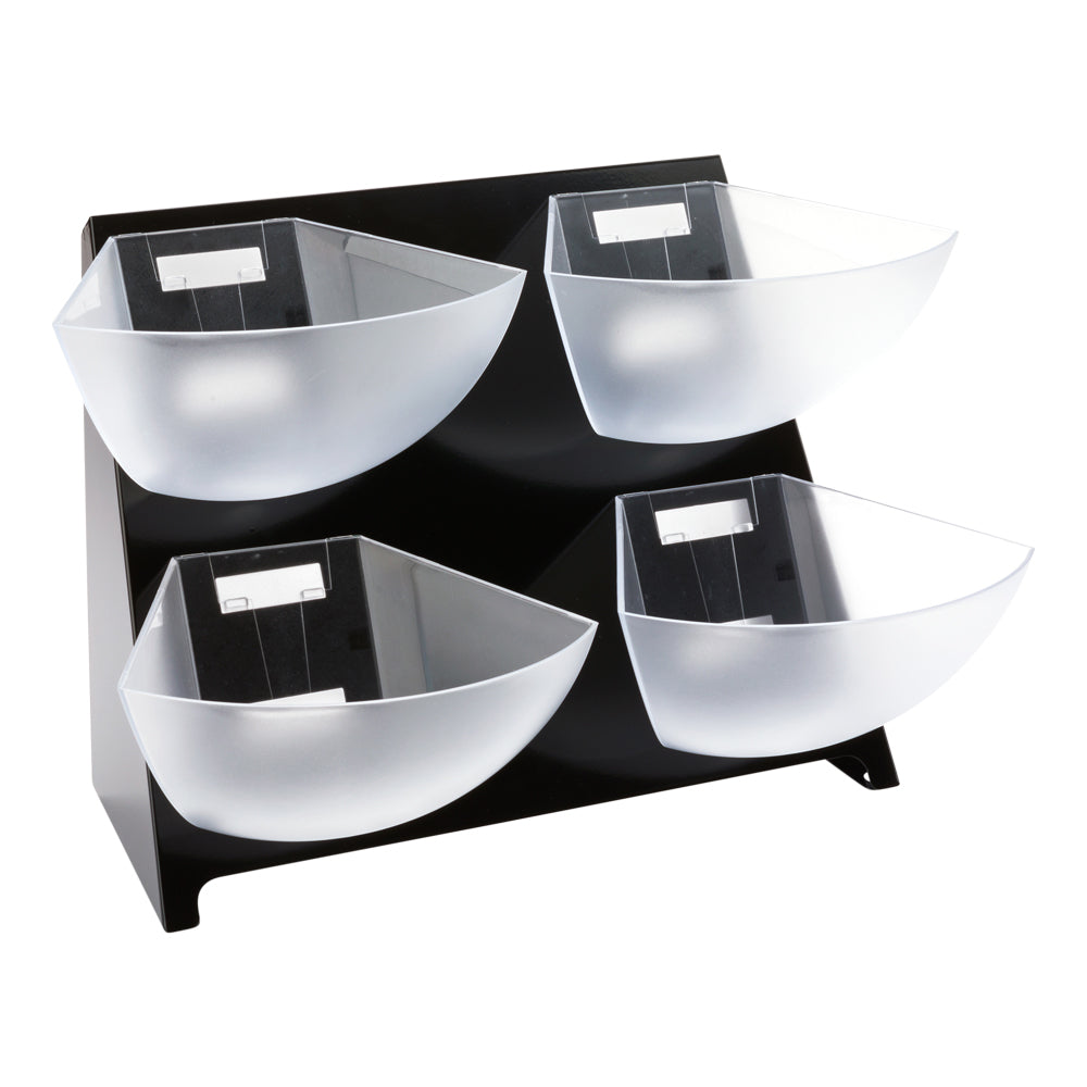 Met Lux Condiment Holder - Black, Stainless Steel - 4 Clear Bins - 15 1/2" x 13 1/2" x 14 1/2" - 1 count box