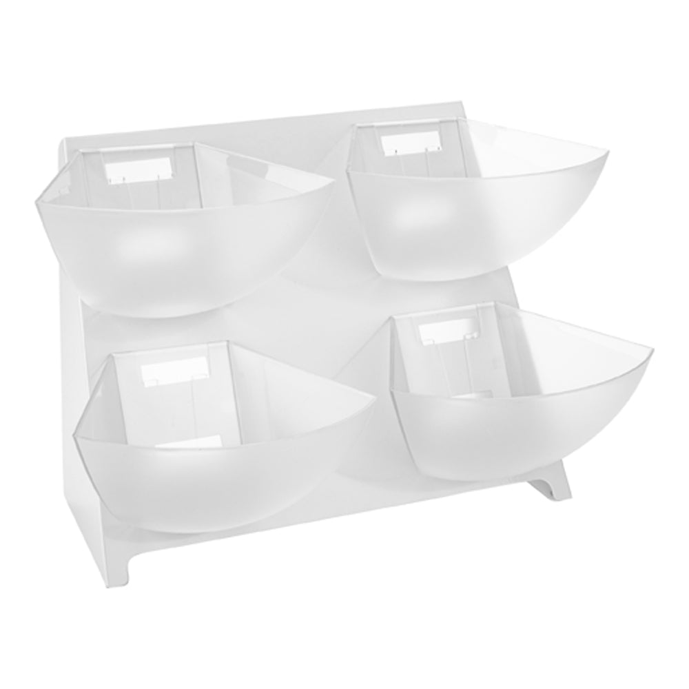 Met Lux Condiment Holder - White, Stainless Steel - 4 Clear Bins - 15 1/2" x 13 1/2" x 14 1/2" - 1 count box