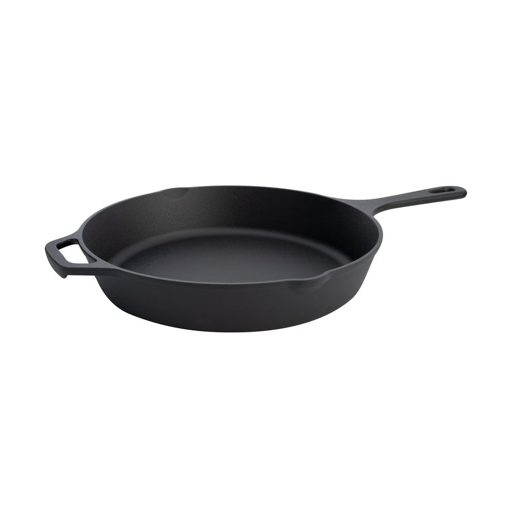 Met Lux Round Black Cast Iron 12" Fry Pan - Pre-seasoned - 1 count box