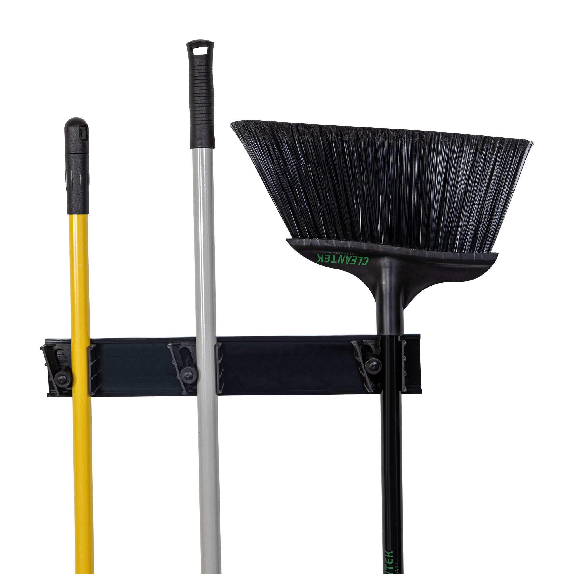 RW Clean Black Mop / Broom Holder - 3 Slots, Wall Mount - 17 3/4" - 1 count box