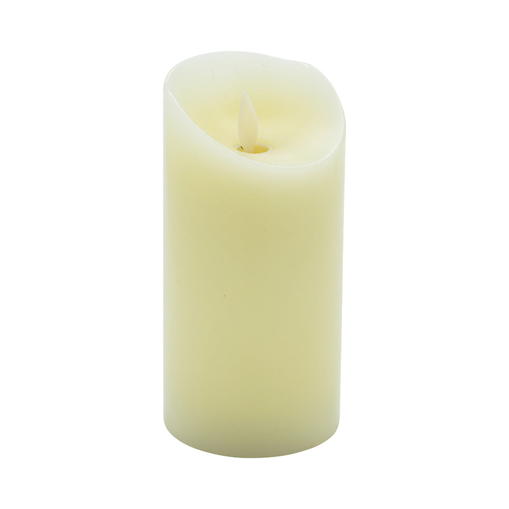 Fire Tek Ivory Plastic Flameless Pillar Candle - Real Wax, Programmable - 3" x 3" x 6" - 10 count box