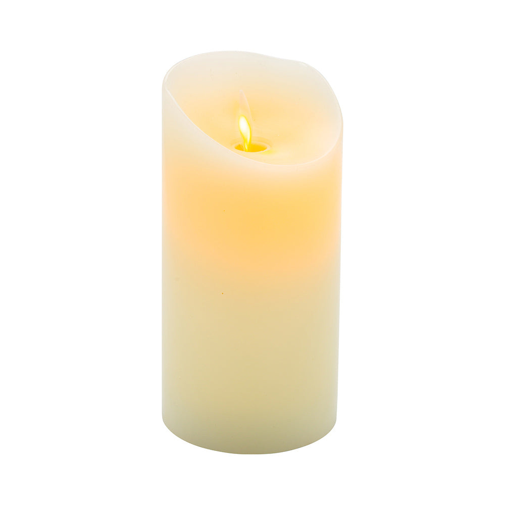 Fire Tek Ivory Plastic Flameless Pillar Candle - Real Wax, Programmable - 3" x 3" x 6" - 10 count box