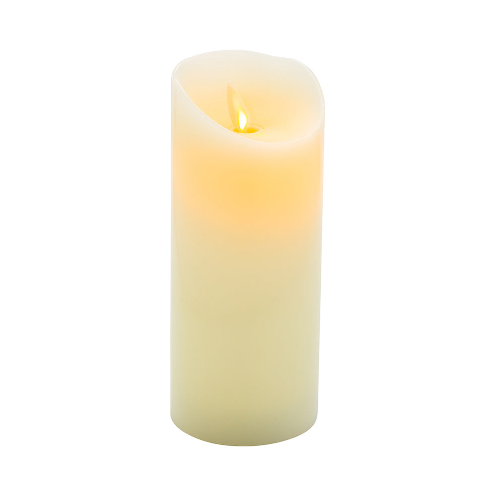 Fire Tek Ivory Plastic Flameless Pillar Candle - Real Wax, Programmable - 3" x 3" x 7" - 10 count box