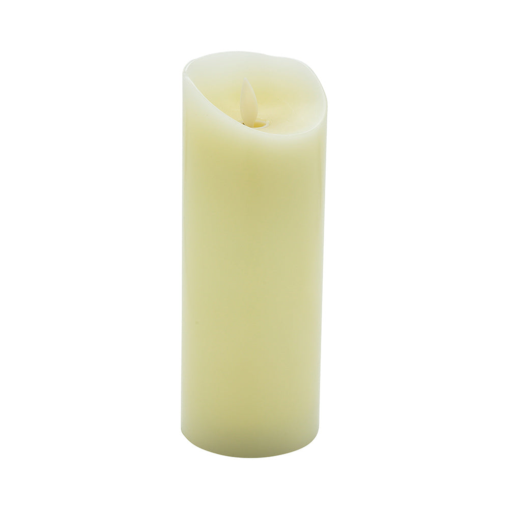 Fire Tek Ivory Plastic Flameless Pillar Candle - Real Wax, Programmable - 3" x 3" x 8" - 10 count box