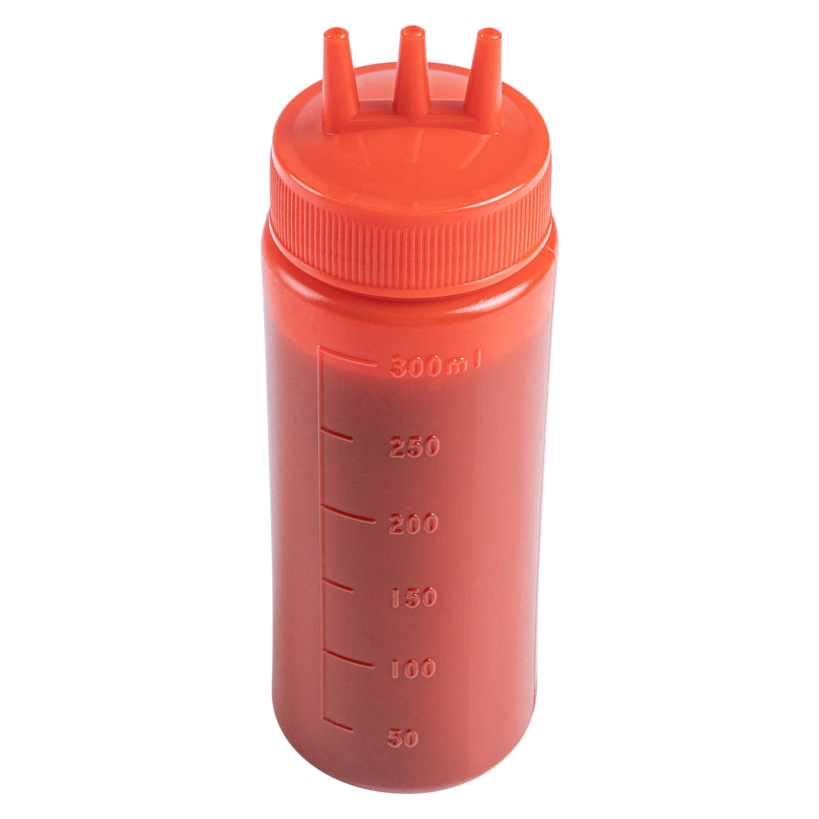 12 oz Red Plastic Ketchup Squeeze Bottle - with Triple Dispersion Tip - 2 1/4" x 2 1/4" x 6 3/4" - 6 count box