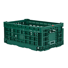 Cater Tek Rectangle Green Plastic 43L Collapsible Milk Crate - Stackable - 23 1/2