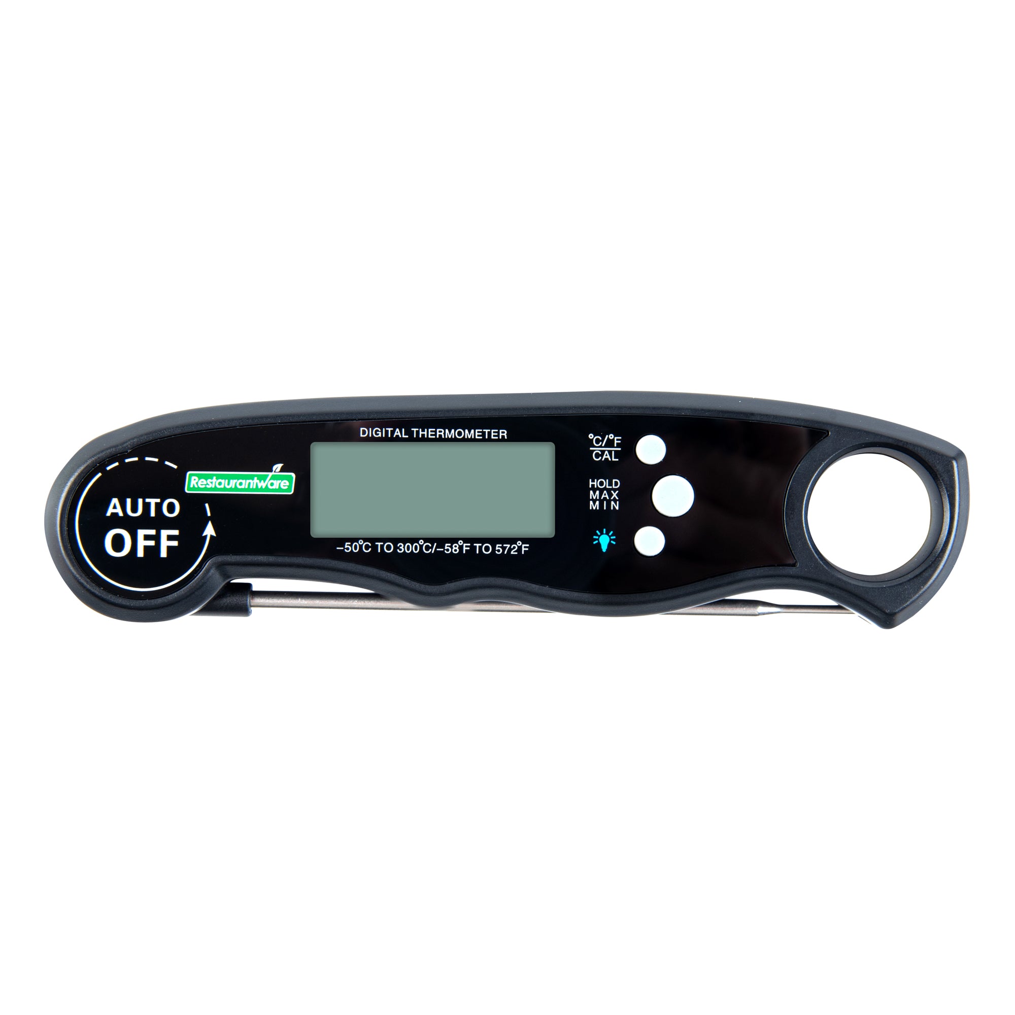 Black Compact Digital Folding Probe Thermometer - Waterproof - 4 1/2" - 1 count box