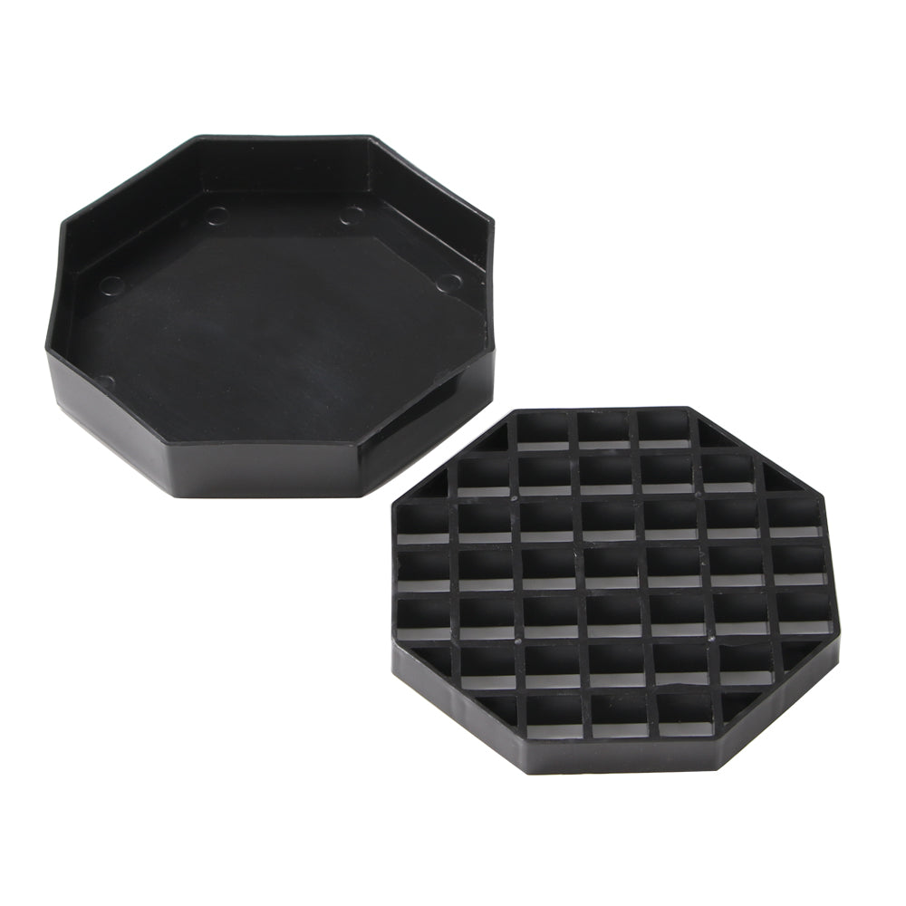 Bev Tek Octagon Black Plastic Drip Tray - with Removable Grate - 4" - 10 count box