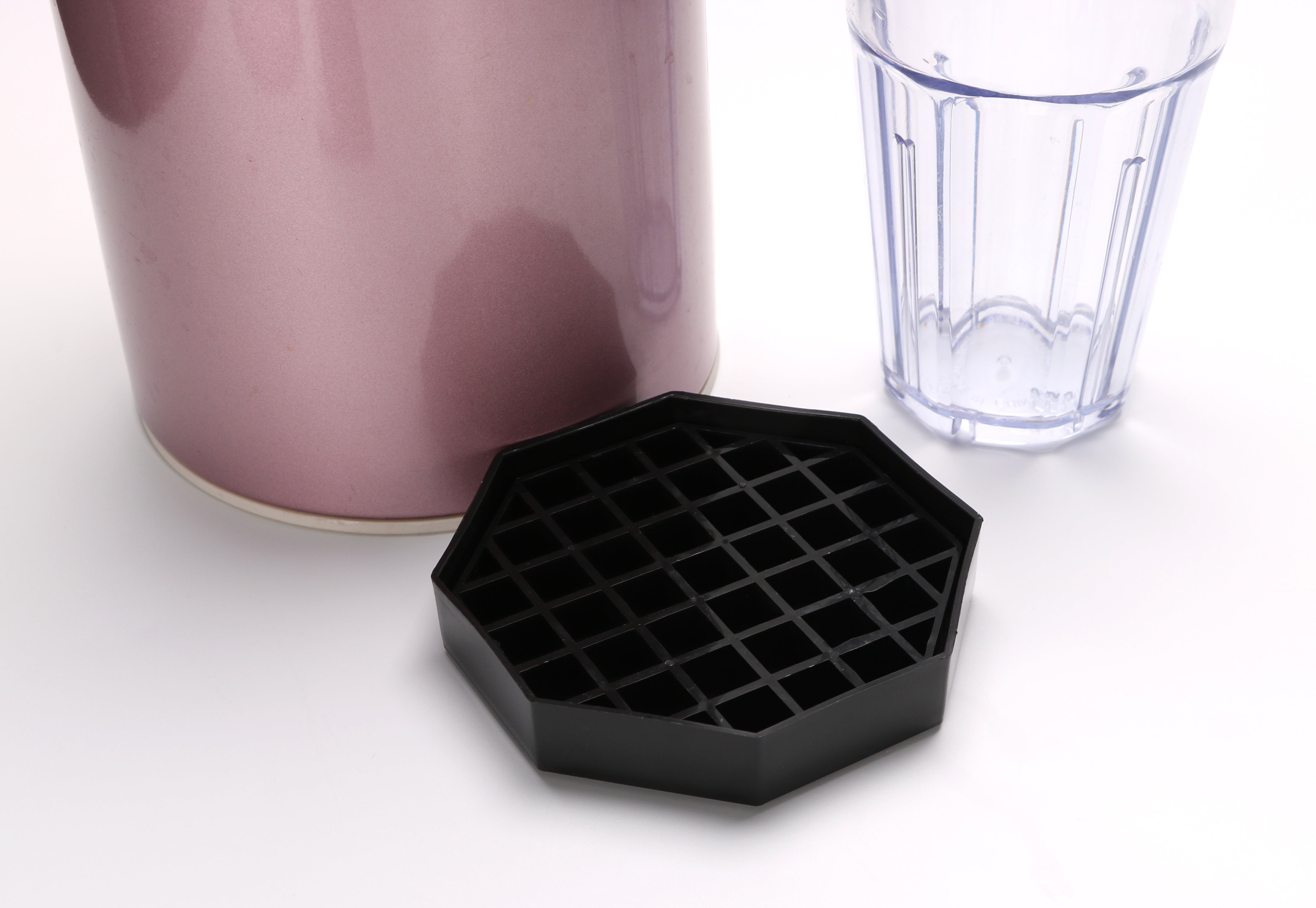 Bev Tek Octagon Black Plastic Drip Tray - with Removable Grate - 4" - 10 count box