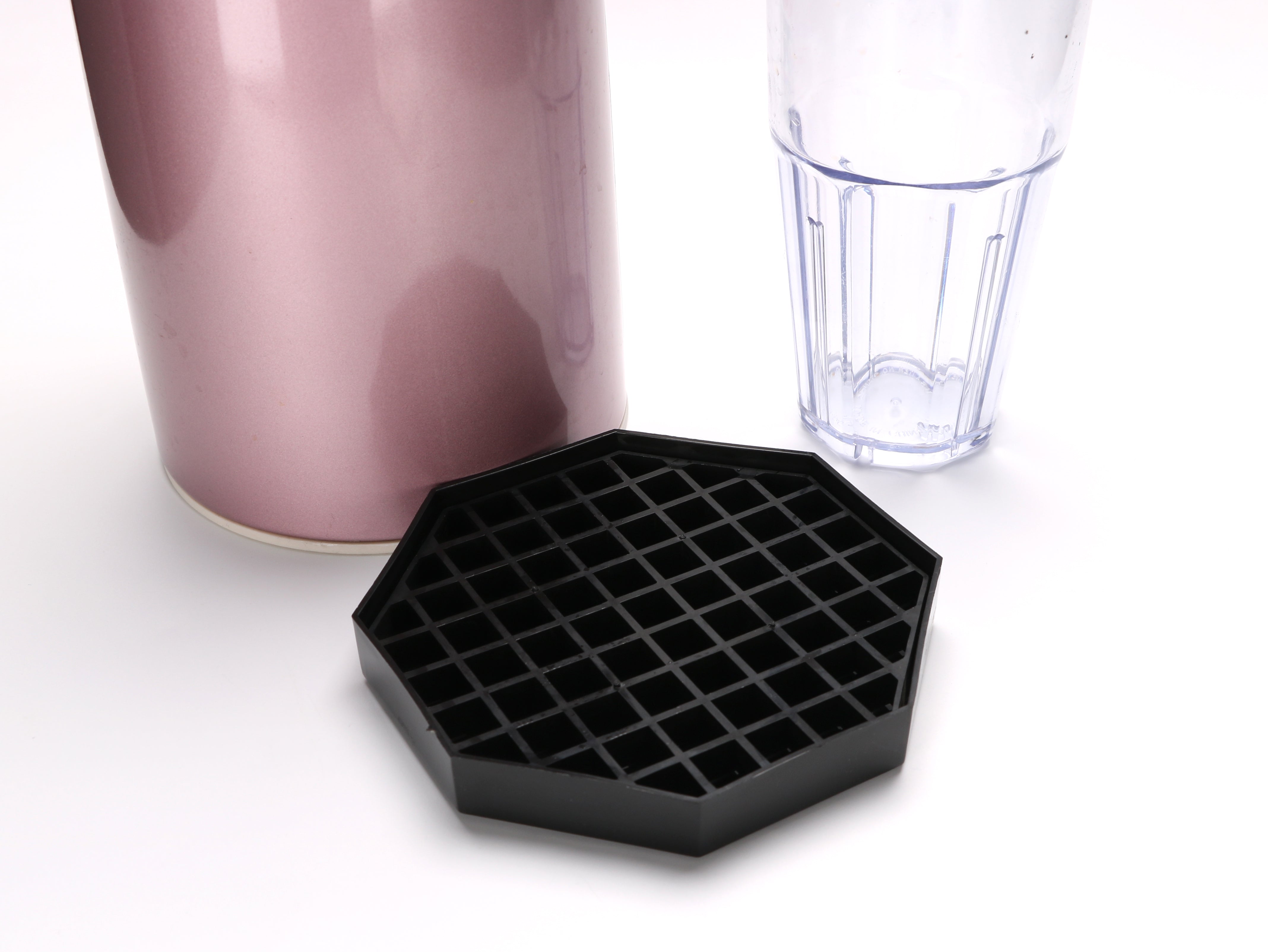 Bev Tek Octagon Black Plastic Drip Tray - with Removable Grate - 5" - 10 count box