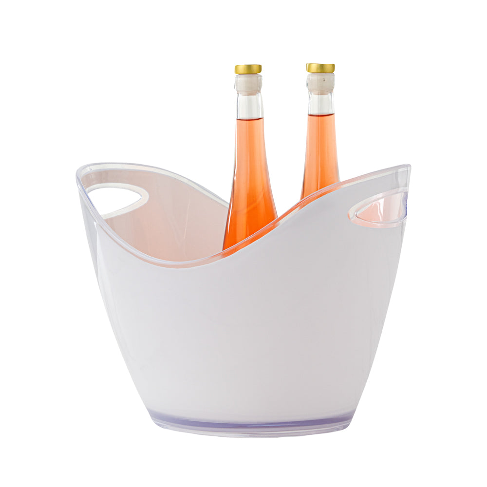 Bar Lux 7.4 qt Oval Frosted Champagne / Wine Bucket - 13 3/4" x 9 3/4" x 10 1/2" - 10 count box