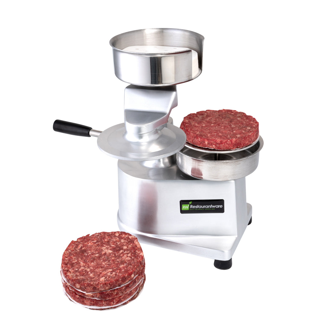 Hi Tek Stainless Steel 4" Hamburger Patty Molding Press - 1/4 lb, with Handle - 1 count box