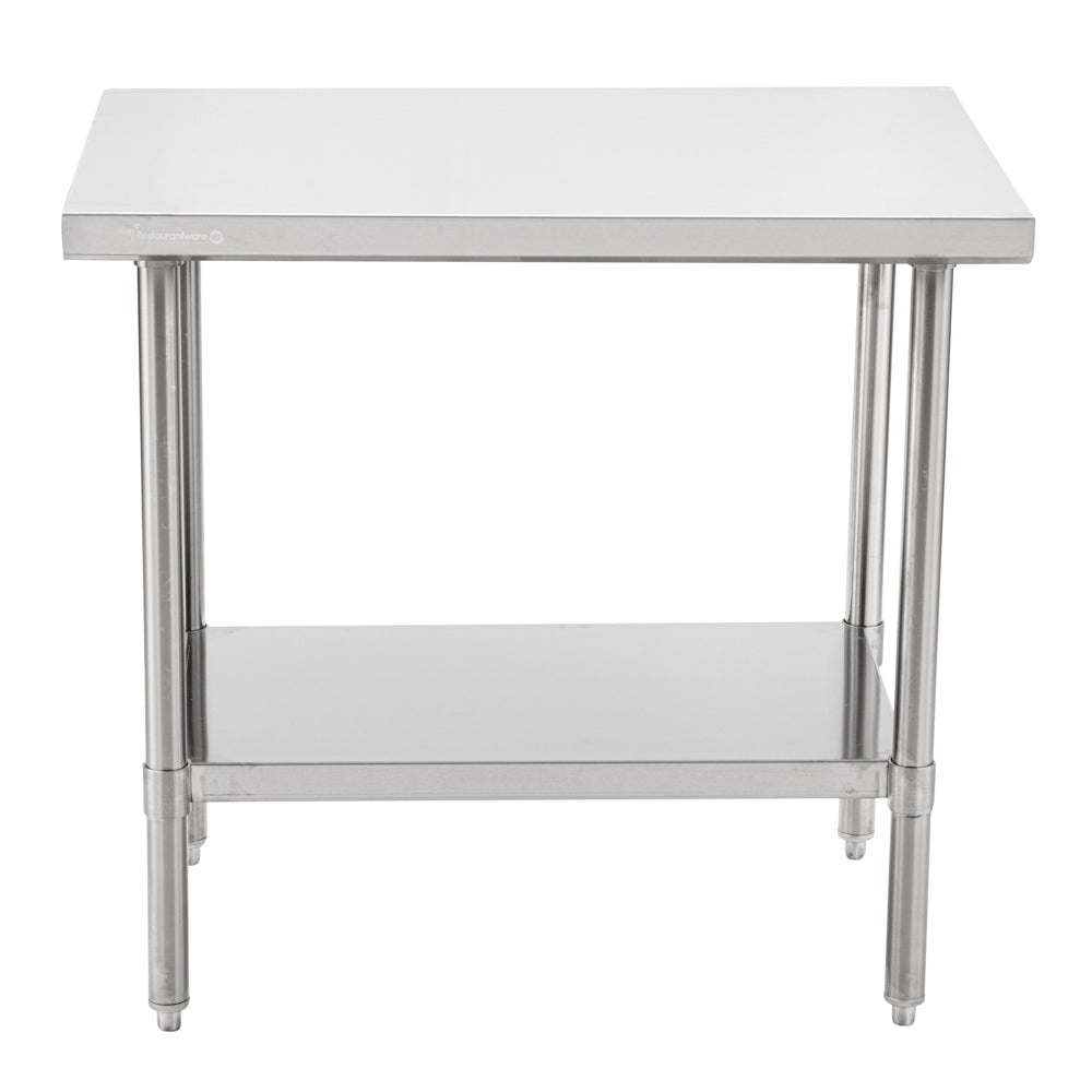 Kitchen Tek 16-Gauge 304 Stainless Steel Commercial Work Table - Medium Duty, Galvanized Legs, Undershelf - 24" x 36" - 1 count box