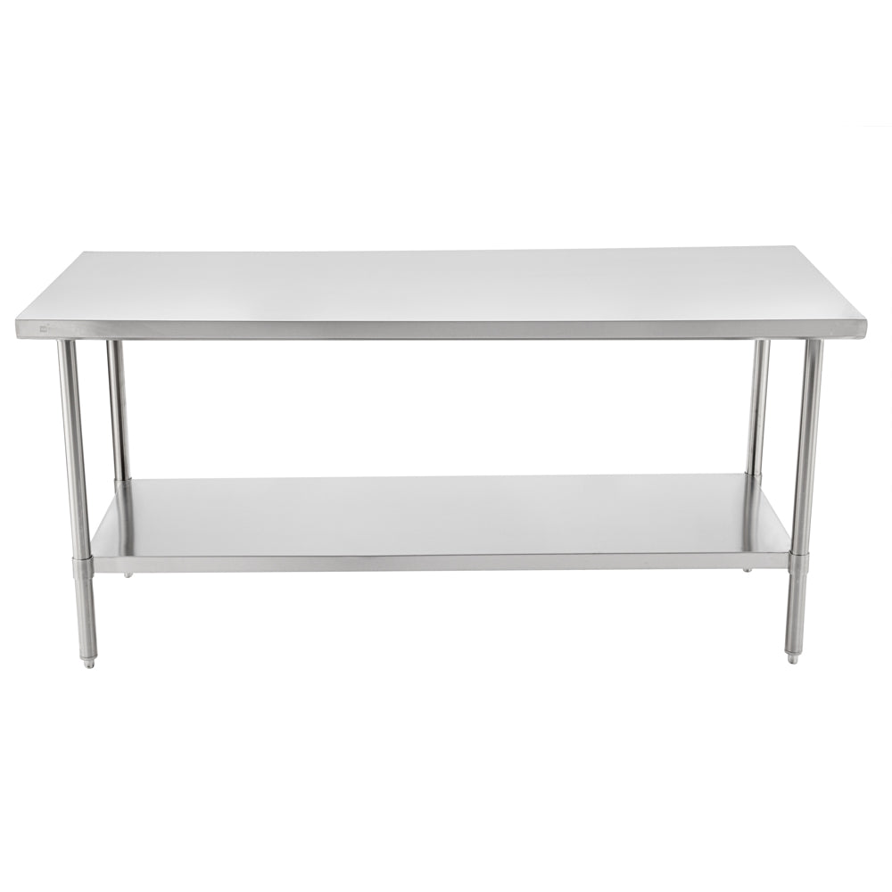 Kitchen Tek 16-Gauge 304 Stainless Steel Commercial Work Table - Medium Duty, Galvanized Legs, Undershelf - 30" x 72" - 1 count box