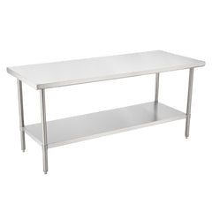 Kitchen Tek 16-Gauge 304 Stainless Steel Commercial Work Table - Medium Duty, Galvanized Legs, Undershelf - 30