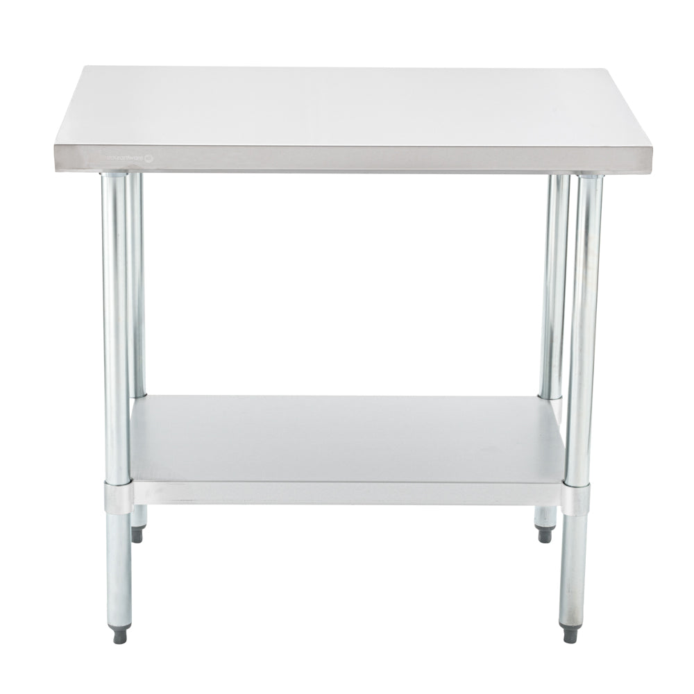 Kitchen Tek 18-Gauge 304 Stainless Steel Commercial Work Table - Heavy Duty, Galvanized Legs, Undershelf - 24" x 36" - 1 count box