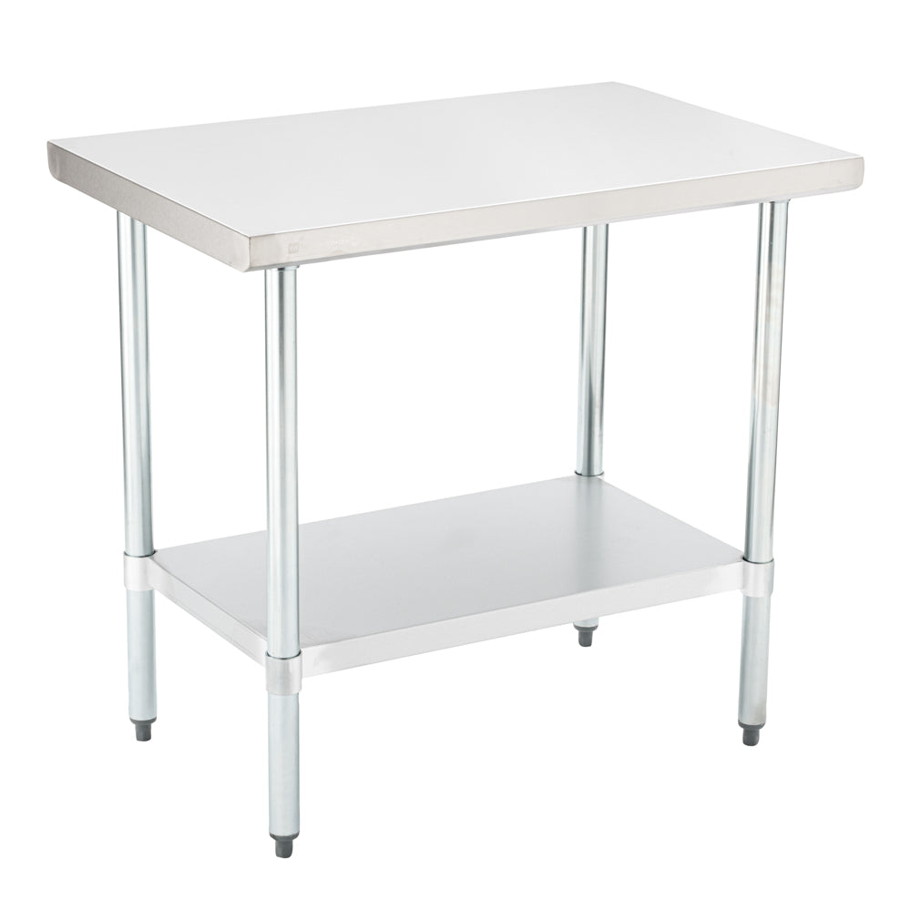 Kitchen Tek 18-Gauge 304 Stainless Steel Commercial Work Table - Heavy Duty, Galvanized Legs, Undershelf - 24" x 36" - 1 count box