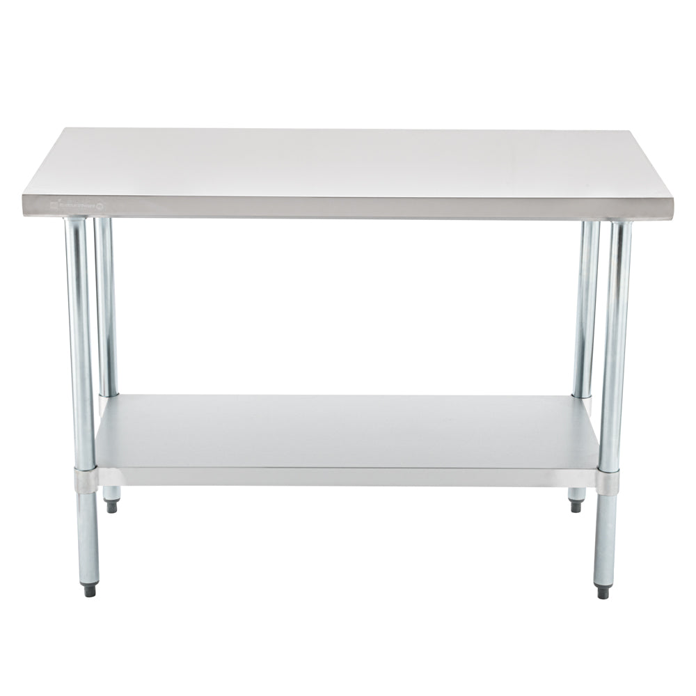 Kitchen Tek 18-Gauge 304 Stainless Steel Commercial Work Table - Heavy Duty, Galvanized Legs, Undershelf - 24" x 48" - 1 count box