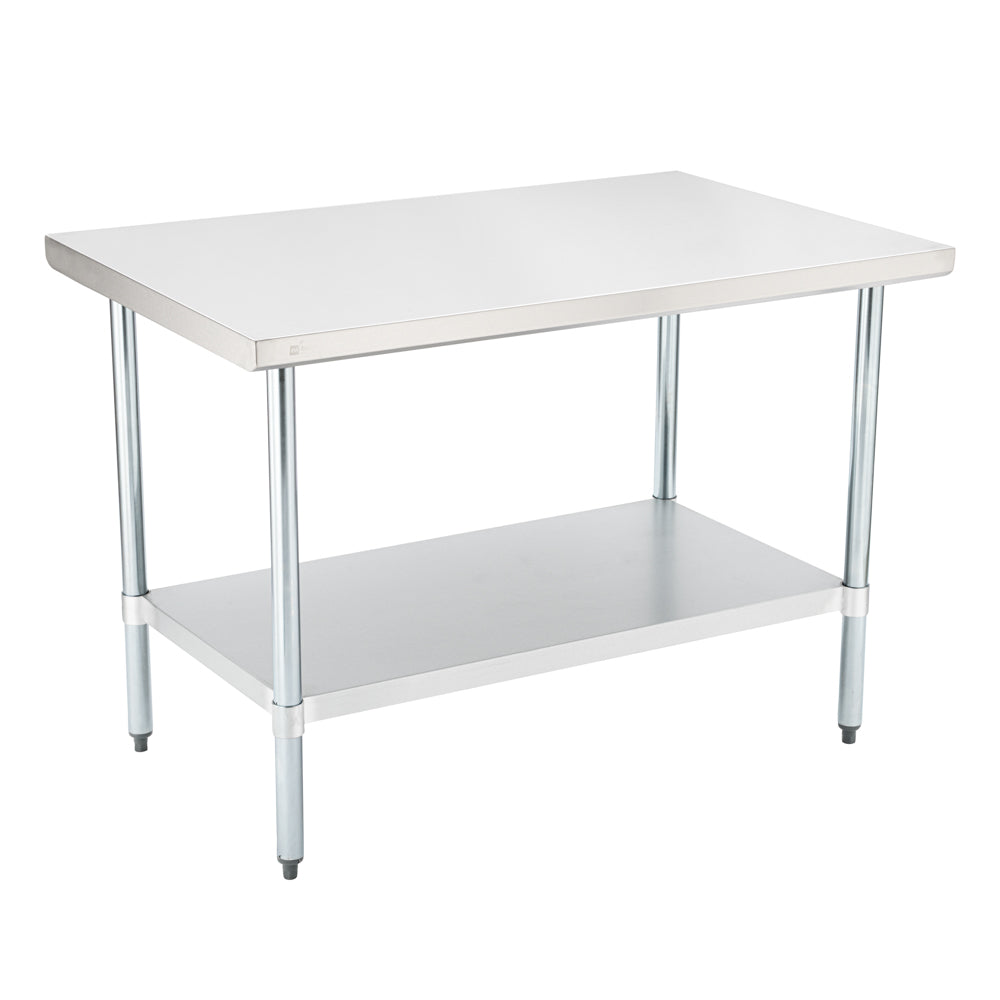 Kitchen Tek 18-Gauge 304 Stainless Steel Commercial Work Table - Heavy Duty, Galvanized Legs, Undershelf - 30" x 48" - 1 count box