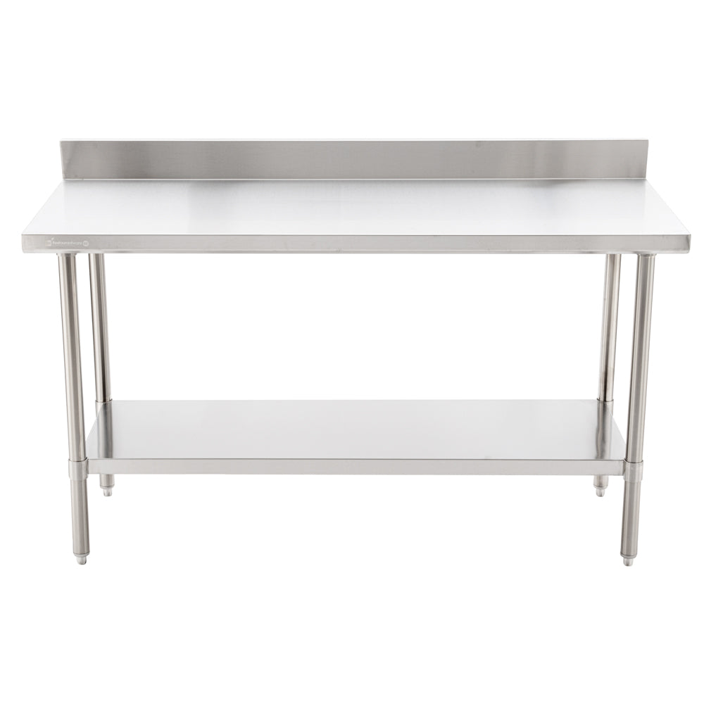 Kitchen Tek 16-Gauge 304 Stainless Steel Commercial Work Table - Medium Duty, 4" Backsplash, Undershelf - 24" x 60" - 1 count box